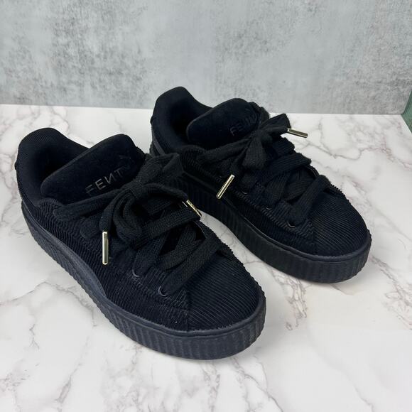 Puma x Fenty by Rihanna Black Corduroy Creeper Phatty Sneakers Women’s 7.5 - Picture 2 of 9